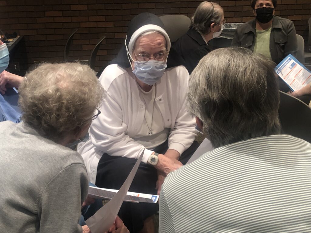 Small group discussion at Pope Francis Voter Tour event in Springfield, Ill. 