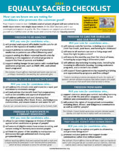 Equally sacred checklist for multi-issue voters in English