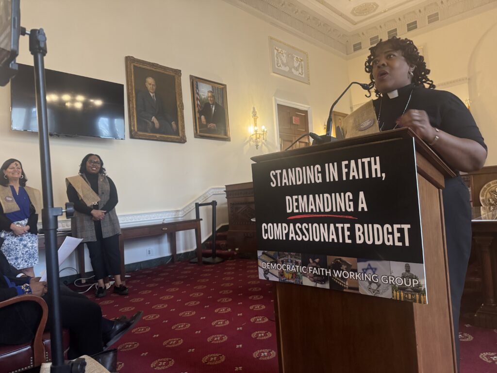 Rev. Dr. Cassandra Gould of Faith in Action speaks at the March 5 Ash Wednesday service for a compassionate budget on Capitol Hill