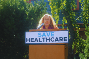 Bridget Moix of Friends Committee National Legislation speaks at the