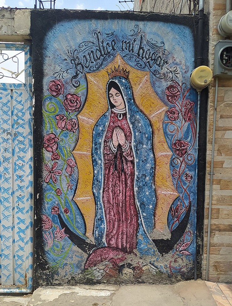 street mural of Our Lady of Guadalupe