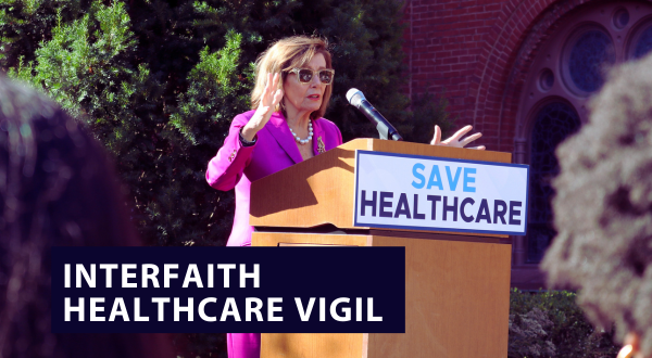 Speaker Nancy Pelosi speaks at the Interfaith Rally and Vigil for Health Justice with Faith Leaders and Members of Congress