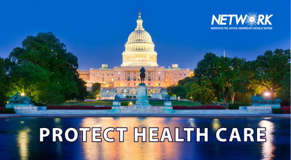 image of the US Capitol with a caption calling on Congress to protect health care