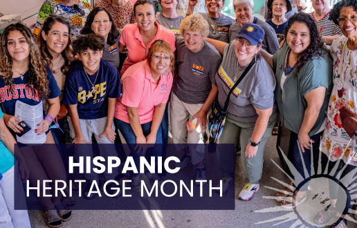 group photo taken at a Hispanic-owned and operated ice cream shop on the 2024 Nuns on the Bus & Friends tour