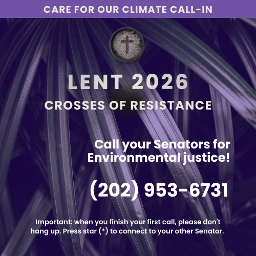 Lent 2026 climate call-in homepage (1) Help us carry crosses of resistance this Lent with your calls to the Senate to advocate for environmental justice | NETWORK Lobby for Catholic Social Justice