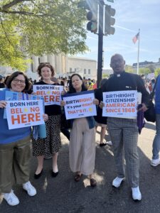 NETWORK Staff outside the Supreme Court to show their support for Birthright Citizenship. 